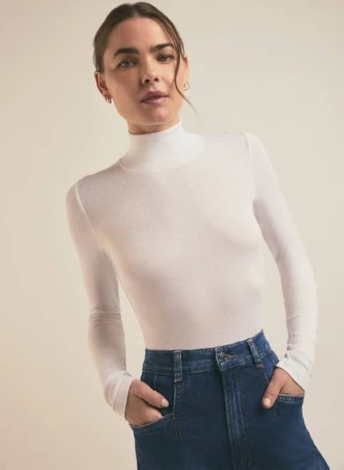 Favorite Daughter Women's Long Sleeve Mock Neck Rib Top