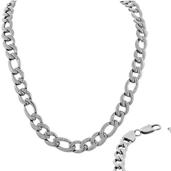My Daily Styles Men's Stainless Steel Classic Link Chain Necklace and Bracelet Set