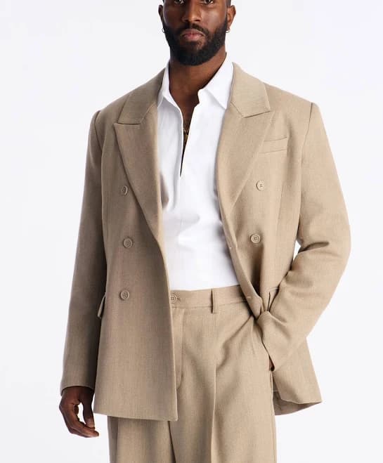 Fashion Nova Men's Relaxed Double Breasted Galaxy Blazer