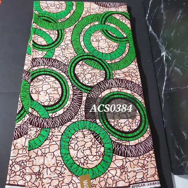 Green and White Ankara Fabric ACS0384