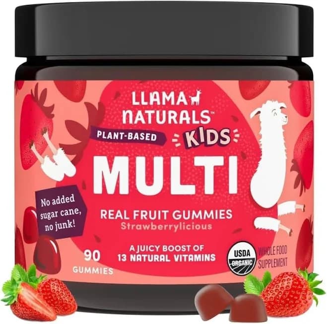 Llama Naturals Kids Multivitamin Gummies | Real Fruit - Strawberry 90