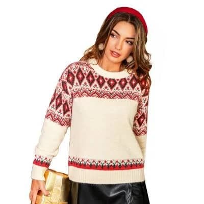 Cupshe Women's Frosted Mornings Fair Isle Knit Sweater