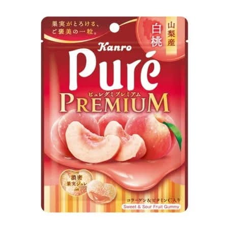 Kanro Pure Gummy Premium White Peach from Yamanashi 54g Made in Japan - Tokyo Sakura Mall