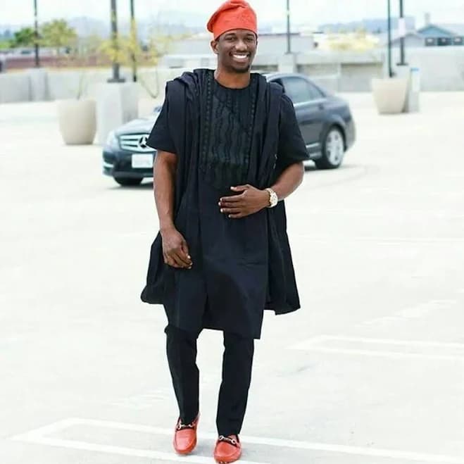 All Black Agbada Babariga 3 Pieces Men Groom Suit African Clothing For