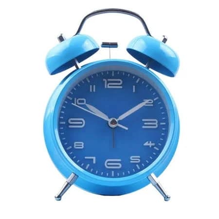 Afqh Bedside Alarm Clock with Twin Bell Vintage Battery Analogue Quartz Loud Alarm, Size: Blue, White
