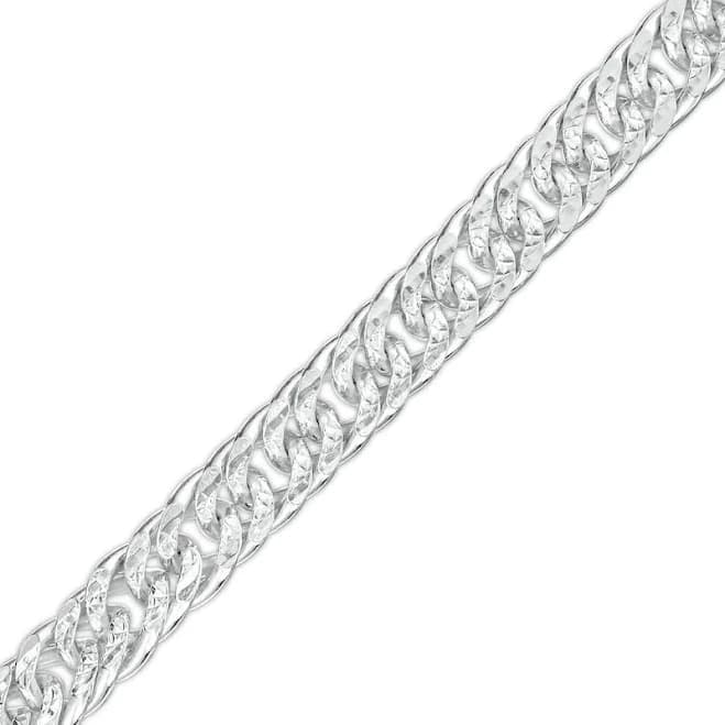 Zales Sterling Silver Diamond-Cut Curb Chain Bracelet