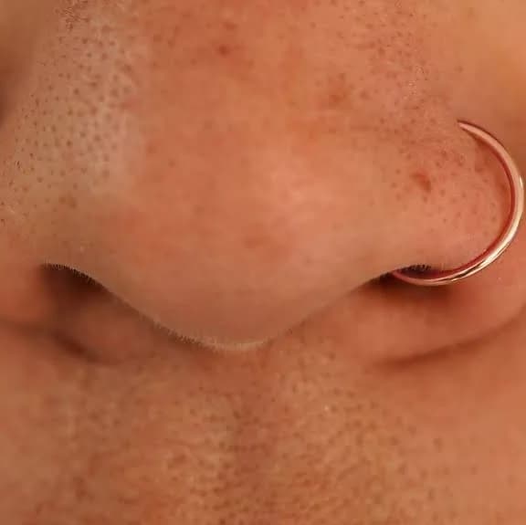 Automic Gold Nose Ring Hoop Minimalist Sustainable Fine Jewelry 14k Gold