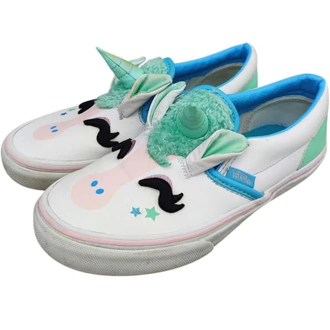 Unisex Kids White Unicorn Vans Sz 3