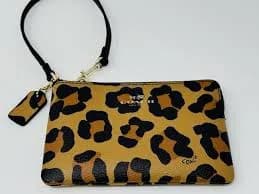 Coach Women's Leopard Print Corner Zip Wristlet