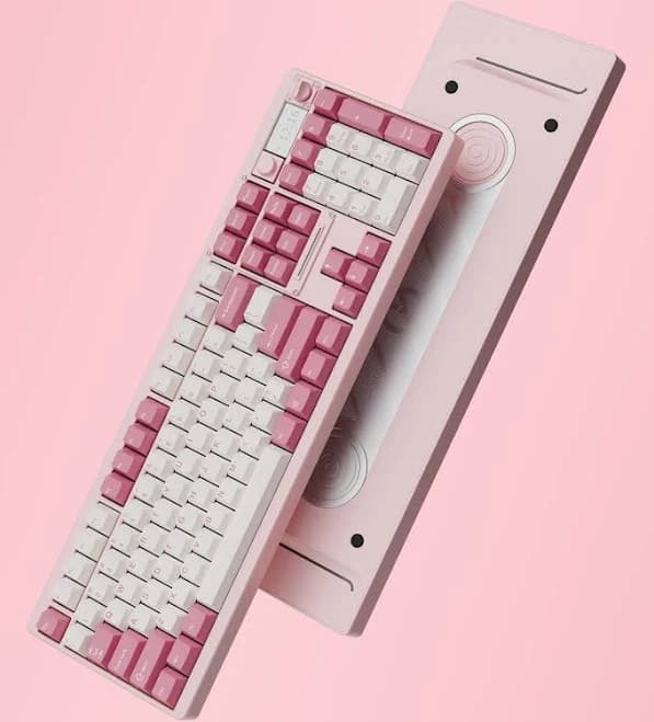 Chilkey ND104 CNC Aluminum Hotswap Wireless RGB Keyboard Pink / WS White Silent / 1.2 mm