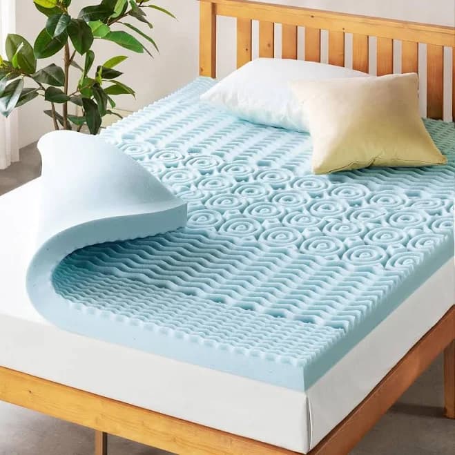 Mellow 4 Inch 5-zone Memory Foam Mattress Topper, Cooling Gel