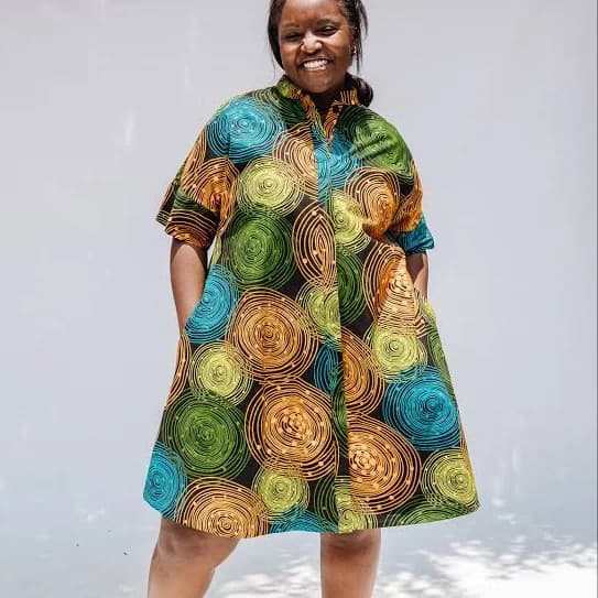 Zuri Women's Clairvoyant African Print Short Sleeved Dress