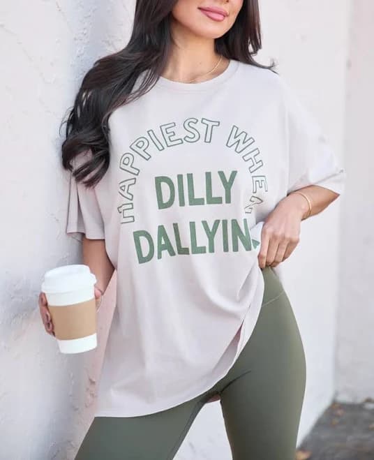 Pink Lily Oversized Graphic Tee