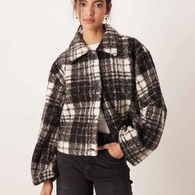 Vila Boucle Check Short Jacket
