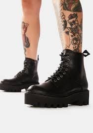 Lamoda Night Bikers Mischief Lace Up Boots – Dolls Kill