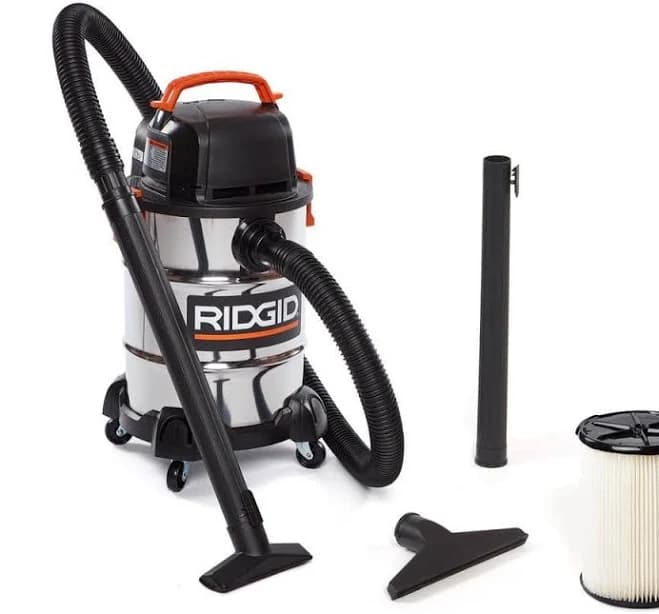 RIDGID wd6425 6 Gallon 4.25 Peak HP Stainless Steel Wet/Dry Shop Vacuum with Filter, Locking Hose and Accessories