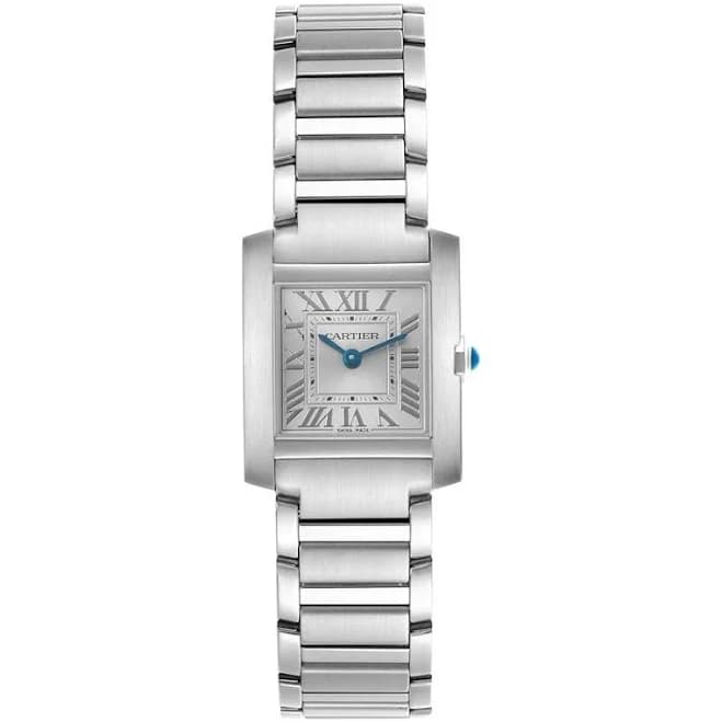 Cartier Tank Française Small Steel / Diamond-Set / Silvered / Roman / Bracelet | 20mm x 25mm | W4TA0020 | 2023