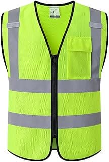 Hi Vis Reflective Safety Vest for Men Women with Chest Pocket Mesh High Visibility Class 2 Construction Vest,Meets ANSI/ISEA Standard(KZ179-Yellow-L)