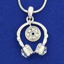 Music Pendant W Swarovski Crystal Headphones CD Musical Necklace New Gift | eBay