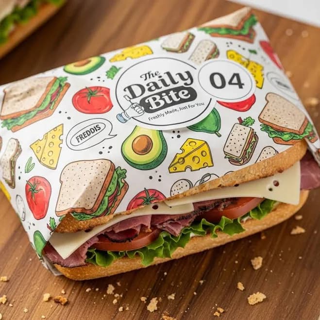 restaurant branded sandwich wrapping paper