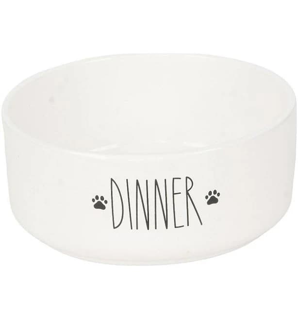 SportPet White Paw Print Dinner Pet Bowl