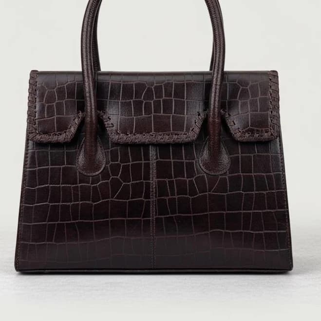 Crocodile Embossed Full-Grain Leather Tote