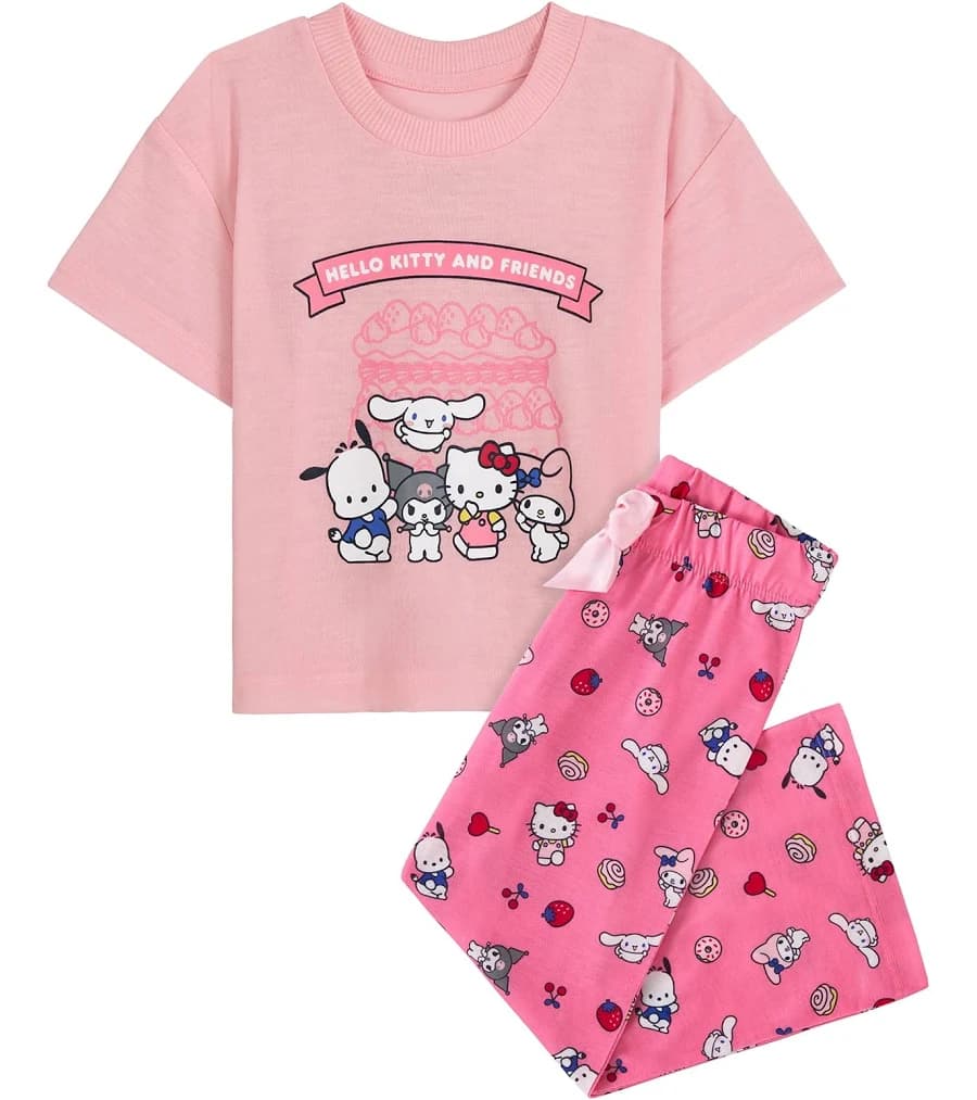 Hello Kitty x Wonder Nation Girls 2-Piece Pajama Set