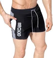 BROKIG Men's 5" Gym Bodybuilding Shorts Lightweight Fitness Weightlifting Workout Short with Zipper Pockets(Black, Medium) at Amazon Men's Clothing store