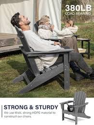 Amazon.com: KINGYES HDPE Adirondack Chair Set of 2, Classic Oversize Adirondack Chair, Grey : Patio, Lawn & Garden