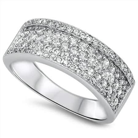 .925 Sterling Silver Cluster Clear CZ Ring