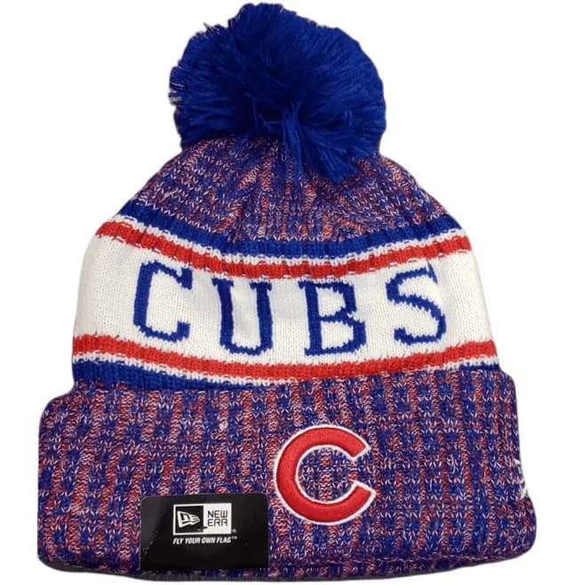 Chicago Cubs Patriotic Pom Knit Hat