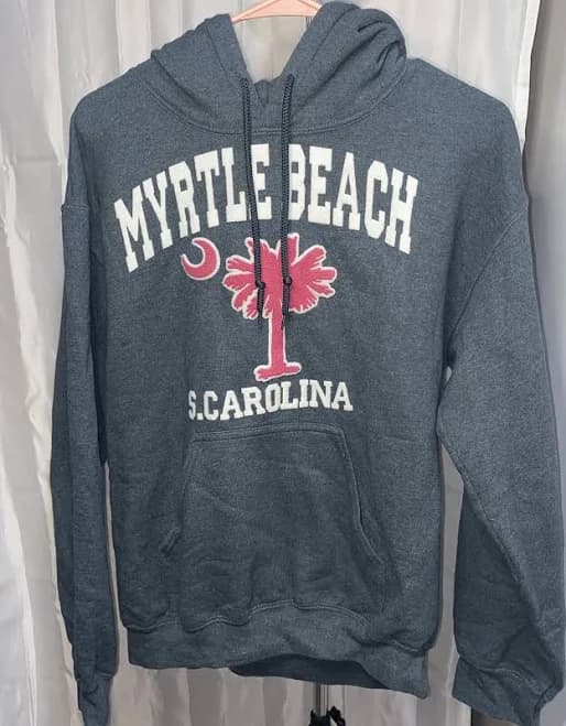 Hooded Sweatshirt Gray Myrtle Beach Sc Drawstring And Pocket