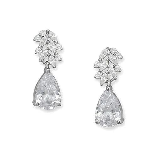 Sparkling Cluster Drop Earrings in Rhodium On Silver