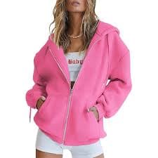 AUTOMET Womens Zip Up Hoodies Long Sleeve Fall Oversized Sweatshirts Fleece Y2K Jacket with Pockets 2024 Fashion Clothes Darkpink, XL: Buy Online at Best Price in UAE - Amazon.ae