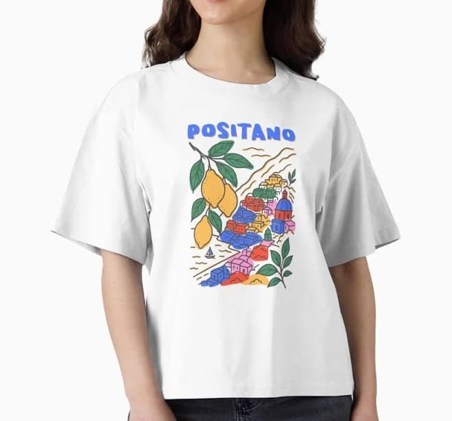 Vintage Travel Artwork Positano, Italy Sticker T-Shirt