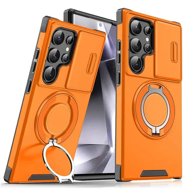 Shockproof Magnetic Samsung Case with Camera Cover & Kickstand