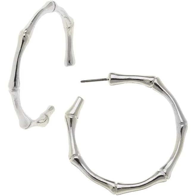 24K Gold Bamboo Hoop Earrings