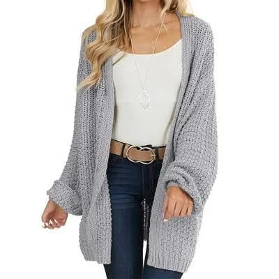 Imily Bela Women's Open Front Long Sleeve Chunky Knit Cardigan