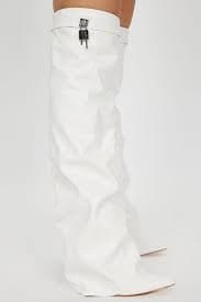 Nadine Overlay Wedge Boots - White | Fashion Nova