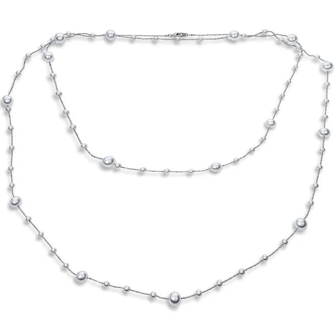 Bling Jewelry Women's Extra Long Faux Pearl Station Chain Endless Strand Necklace