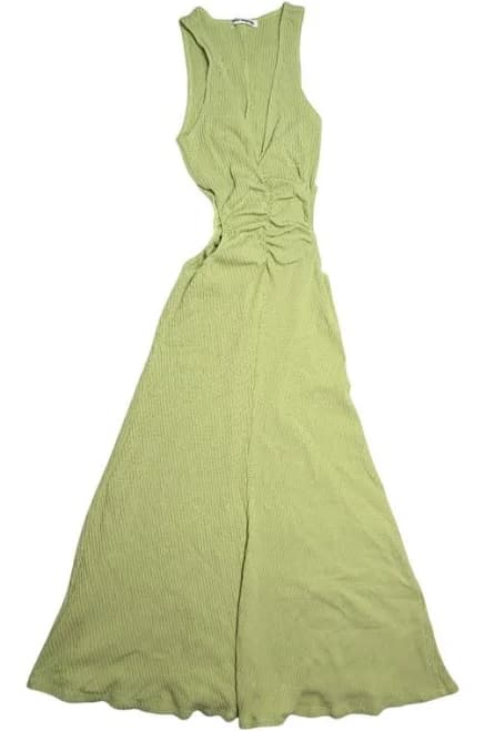 Reformation Brynlee V-neck Cutout Ribbed Maxi Dress In Spearmint