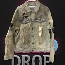 KDNK Destroyed Denim Jacket – Light Wash – Men's Size XL