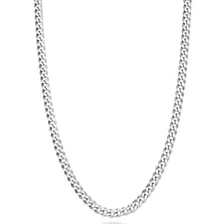 Miabella 925 Sterling Silver Italian Diamond-Cut Cuban Link Chain