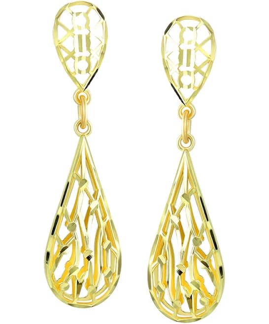 Macy's Women's 10K Yellow Gold Intricate Filigree Dangle Drop Earrings