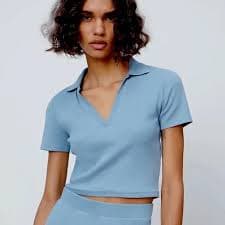 Zara | Tops | Nwot Zara Collared Short Sleeve Crop Top Size S | Poshmark