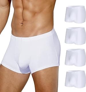 Men's Boxer Briefs, Sexy Silky Breathable Ice Silk Mens Trunks Underwear, Underwear for Men 4 Pack