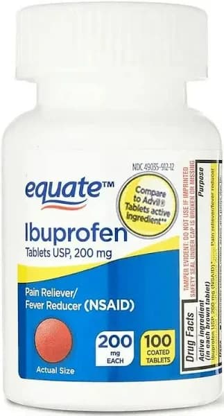 Equate Ibuprofen Tablets 200mg Pain Reliever / Fever Reducer 100 Count
