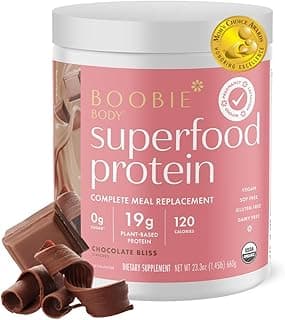 Boobie Body Superfood Protein Pregnancy and Postpartum Meal Replacement Shake, Chocolate Bliss Flavor | 19g Protein | Safe for Lactation & Motherhood | Organic, Vegan, Zero Sugar, 1 Tub (20 Servings)
