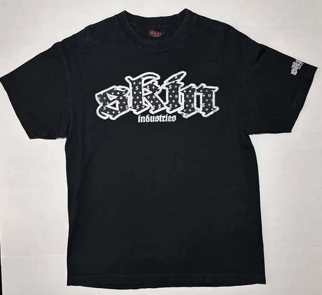 Vintage Y2k Skin Industries Reverse Back Logo Black T Shirt Men’s Size
