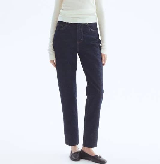 H&M Ladies Mom Slim-Fit High-Waist Ankle Jeans